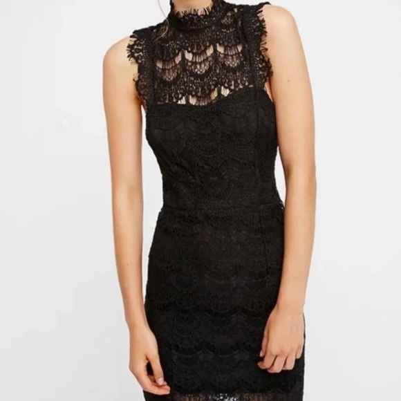 Free People Dresses & Skirts - Free People Intimately Daydream Bodycon Lace Dress Open Back Black Size medium